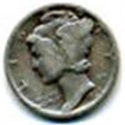 4 Silver Mercury Dimes,1941,43,44,45