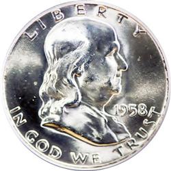 1958-D Silver Franklin Half Dollar, MS64