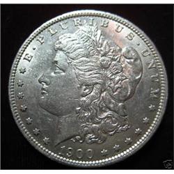 1900 Silver Morgan Dollar, Almost Uncirculated