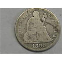 1890 Silver Seated Liberty Dime