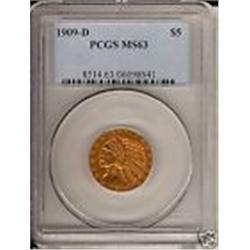 1909-D $5 Gold Indian MS63