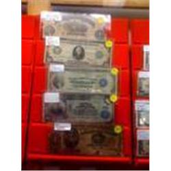5 Scarce Bills, 1914 $10 Fed, 1961 $1Va,1918 $1,$10 Nat Bank NY,1891 $1 Note