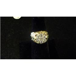 Mens Gold Nugget Diamond Ring, 1 Ct, 6.9 Gr 14 K