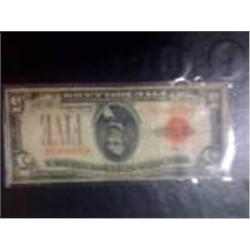 VERY RARE 1928A $5 Red Seal Star Note