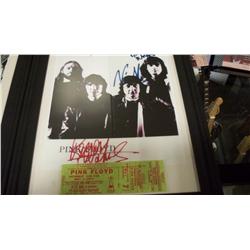 Signed Pink Floyd Picture W/Original 1977 Ticket