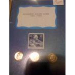 Roosevelt Dimes and Stamp in Frame