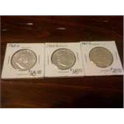 Three Proof Franklin Silver Half Dollars