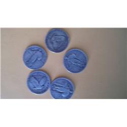 Lot 5 Standing Liberty Silver Quarters,1925-29