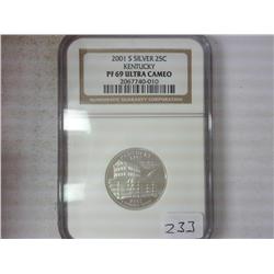 2001-S SILVER KENTUCKY QUARTER NGC PF69 ULTRA CAM