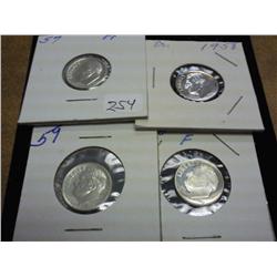 1957, 58, 59 AND 60 SILVER ROOSEVELT DIMES (PROOF)