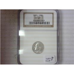 1951 SILVER ROOSEVELT DIME NGC PF67