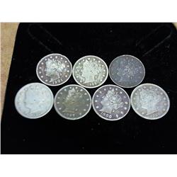 7 ASSORTED LIBERTY ''V'' NICKELS (ALL VG+) DARK