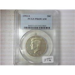 1993-S KENNEDY HALF PCGS PR65 CAM
