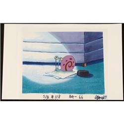 Laying On Original Animation Cel Background SpongeBob