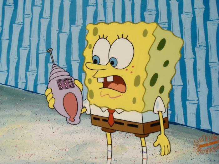 Shell Phone SpongeBob Original Cel Animation Background
