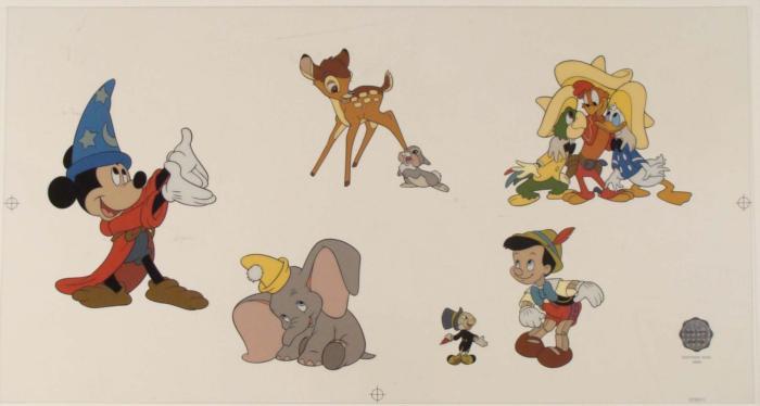 Diff Characters Cartoon 9 Diff Disney Characters Sericel LTD Edition Animation