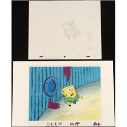 SpongeBob Stun Orig Drawing Cel Animation Background