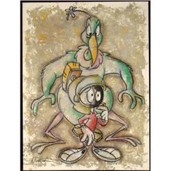 Dick Duerrstein Orig Painting Marvin The Martian & Bird