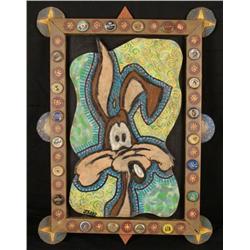 Bob Zeno Wile E Coyote Original Painting-Folk Art Frame