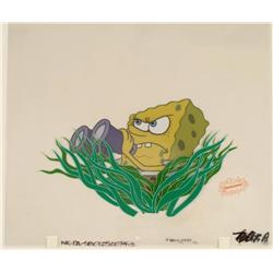 Spying SpongeBob Cel Production Art Original Seaweed