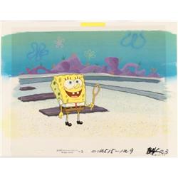 Original SpongeBob Animation Cel Fishing Background Art