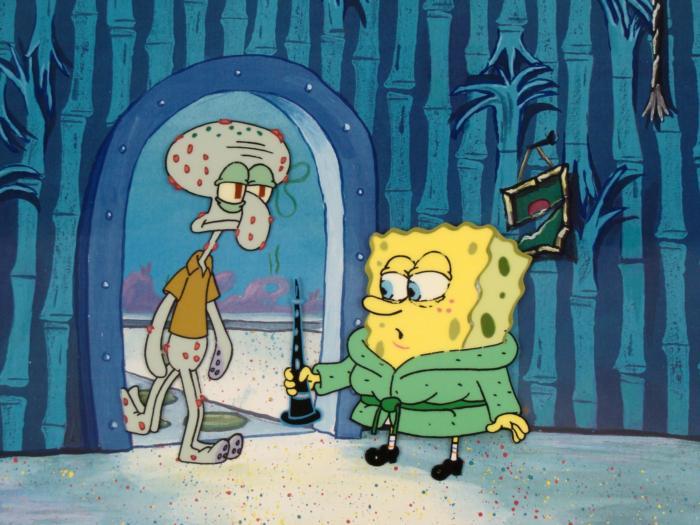 SpongeBob Running Cel Original Squidward Production Art SpongeBob Running Cel Original Squidward Production Art