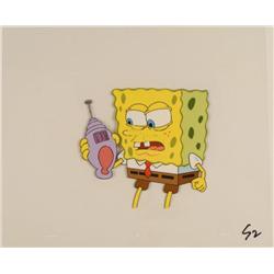 Production Cel SpongeBob Talking On Shell Original Art