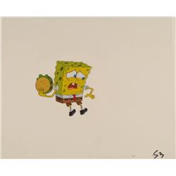 Original Cel Animation SpongeBob Holding Patty Art
