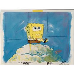 Original SpongeBob Hold Foot Background Animation Cel