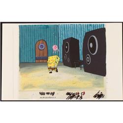 Hovering SpongeBob Original Animation Cel Background