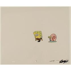 SpongeBob Walking With Original Cel Production Gary Art