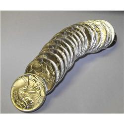 Roll of 20 Assorted Date Silver Eagles-UNC