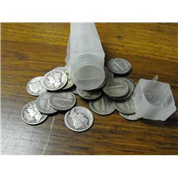 Lot of 50 Mercury Dimes- Various Dates-Circulated