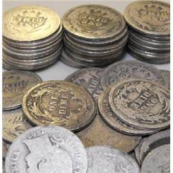 Lot of 70 Barber Dimes- Circulated-