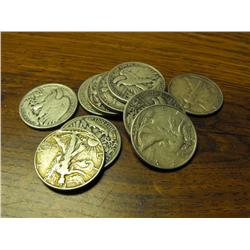 10 Walking Liberty Liberty Half Dollars-