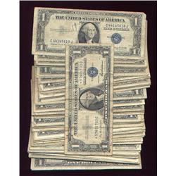 Lot of 100 Silver Certificates- Circulated