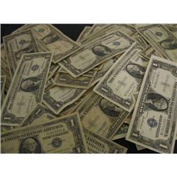 Lot of 100 Silver Certificates- Circulated