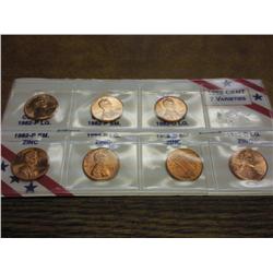1982-7 VARIETIES LINCOLN CENT SET (UNC)