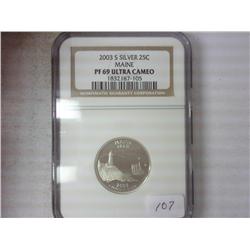 2003-S SILVER MAINE QUARTER NGC PF69 ULTRA CAMEO