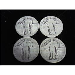 4- UNDATED STANDING LIBERTY QUARTERS