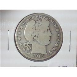 1913-D BARBER HALF DOLLAR
