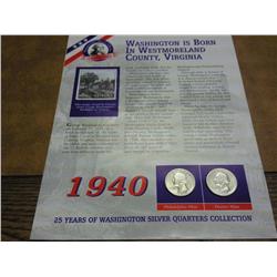 1940-P/D SILVER WASHINGTON QUARTERS (AS SHOWN)
