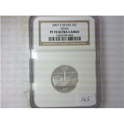 2007-S SILVER UTAH QUARTER NGC PF70 ULTRA CAMEO