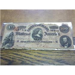 $100 CONFEDERATE STATES OF AMERICA BILL