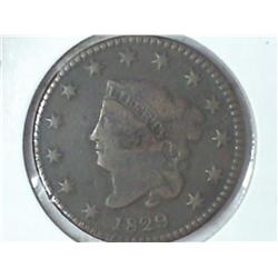 1829 US LARGE CENT (VG)