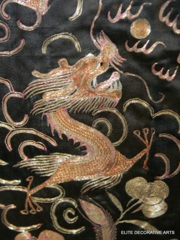JAPANESE SILK GOLD & SILVER THREAD DRAGON ROBE