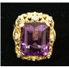 Image 2 : 14KT YELLOW GOLD AMETHYST & DIAMOND RING