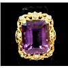 Image 4 : 14KT YELLOW GOLD AMETHYST & DIAMOND RING