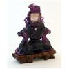 Image 1 : CARVED AMETHYST JAR w LID ON WOODEN BASE