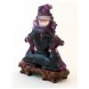 Image 3 : CARVED AMETHYST JAR w LID ON WOODEN BASE